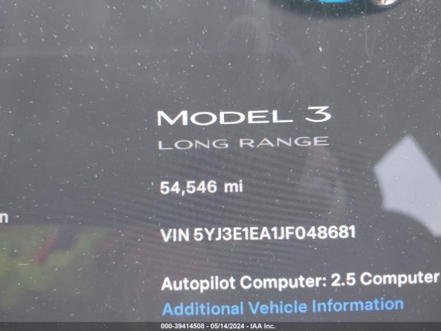 5YJ3E1EA1JF048681 Tesla Model 3 Long Range/mid Range