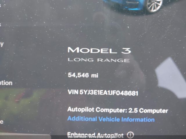 5YJ3E1EA1JF048681 Tesla Model 3 Long Range/mid Range