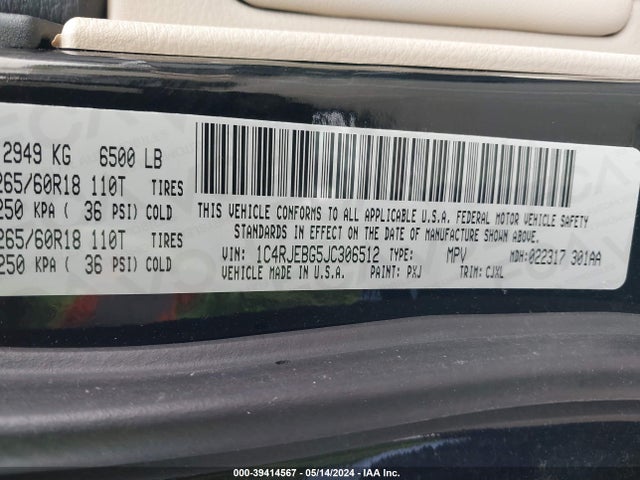 1C4RJEBG5JC306512 Jeep Grand Cherokee Limited 4x2