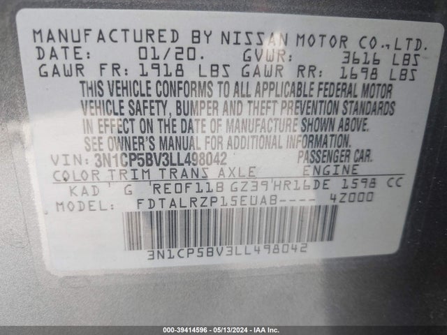 Nissan Kicks S Xtronic Cvt 2020 3N1CP5BV3LL498042 Image 9