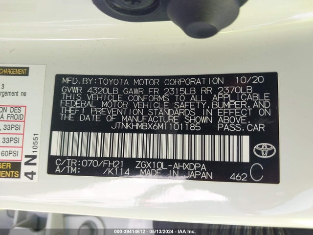 Toyota C-HR LE 2021 JTNKHMBX6M1101185 Image 9