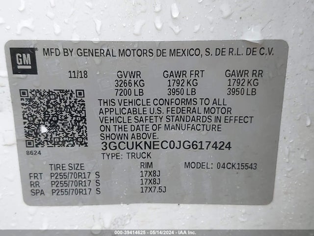Chevrolet Silverado 1500 Wt 2018 3GCUKNEC0JG617424 Image 9