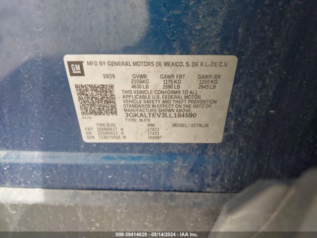 3GKALTEV3LL184590 GMC Terrain Awd Sle