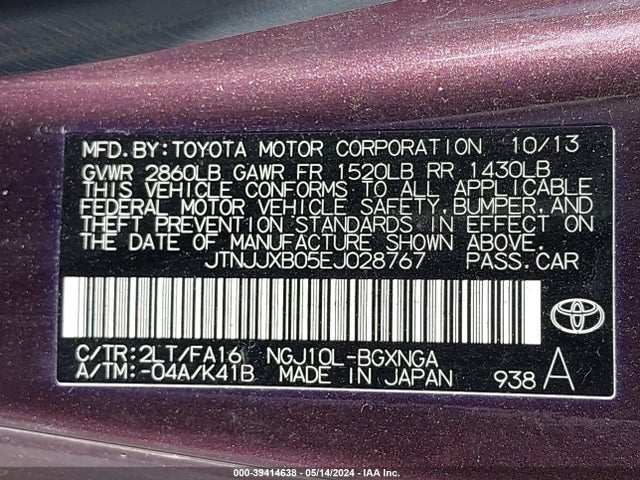 Scion IQ 2014 JTNJJXB05EJ028767 Image 9