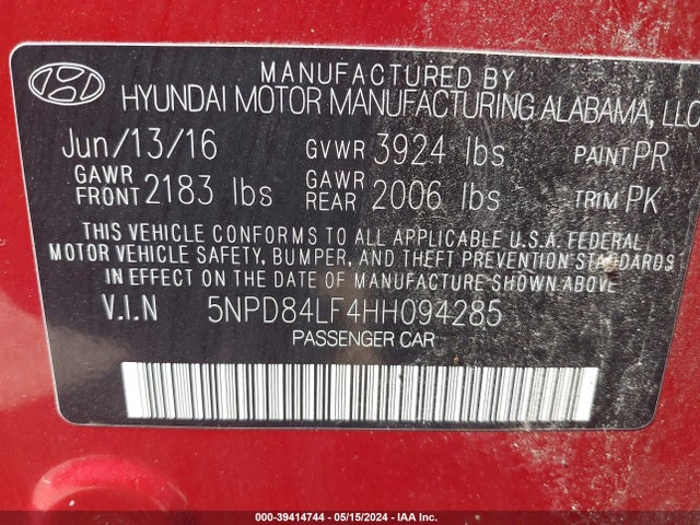 Hyundai Elantra Limited 2017 5NPD84LF4HH094285 Image 9