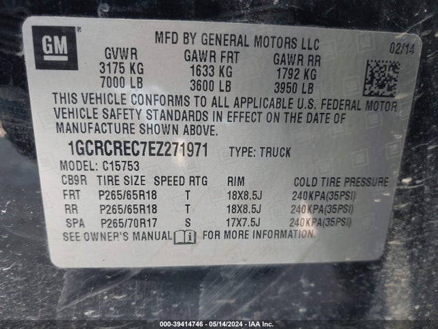 Chevrolet Silverado 1500 1lt 2014 1GCRCREC7EZ271971 Image 9