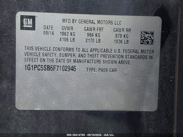 Chevrolet Cruze 1lt Auto 2015 1G1PC5SB6F7102946 Image 9