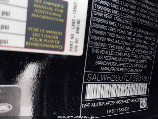 SALWR2SU7LA898180 Land Rover Range Rover Sport Hse Mhev