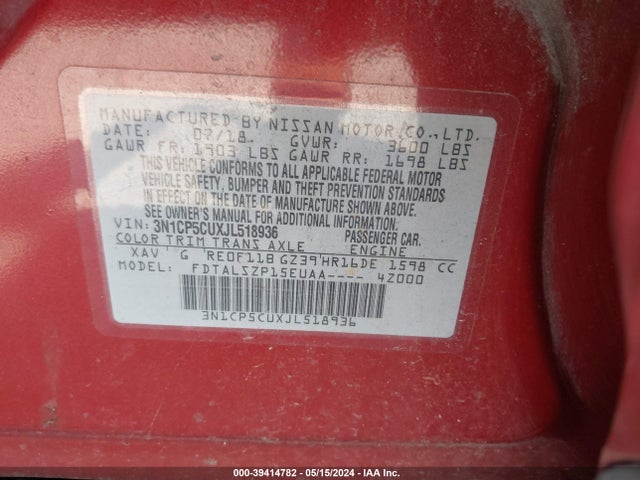 Nissan KICKS SV 2018 3N1CP5CUXJL518936 Image 9