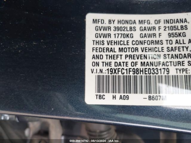 19XFC1F98HE033179 Honda Civic Touring