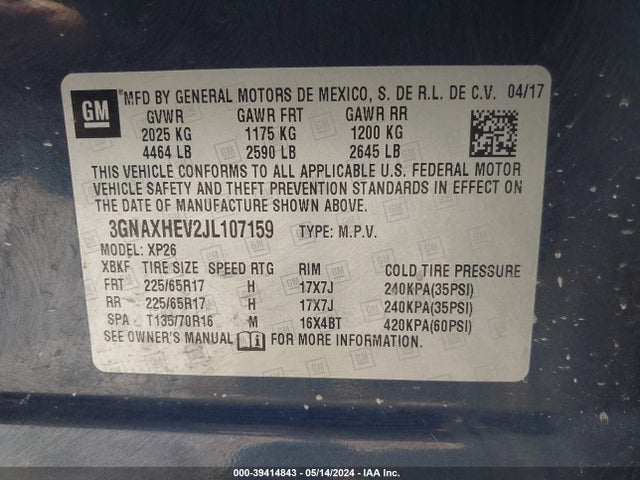 Chevrolet EQUINOX LS 2018 3GNAXHEV2JL107159 Image 9