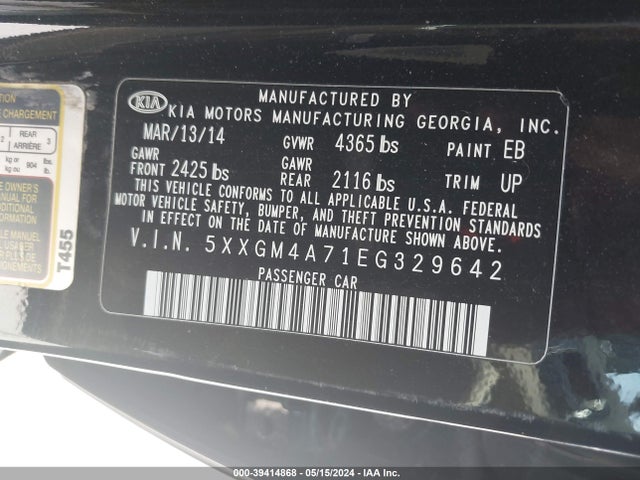 KIA Optima Lx 2014 5XXGM4A71EG329642 Image 9