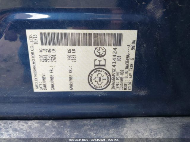1N4AA6AP7GC414424 Nissan Maxima 3.5 Platinum/3.5 S/3.5 Sl/3.5 Sr/3.5 Sv