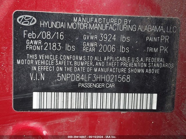 Hyundai ELANTRA SE 2017 5NPD84LF3HH021568 Image 9