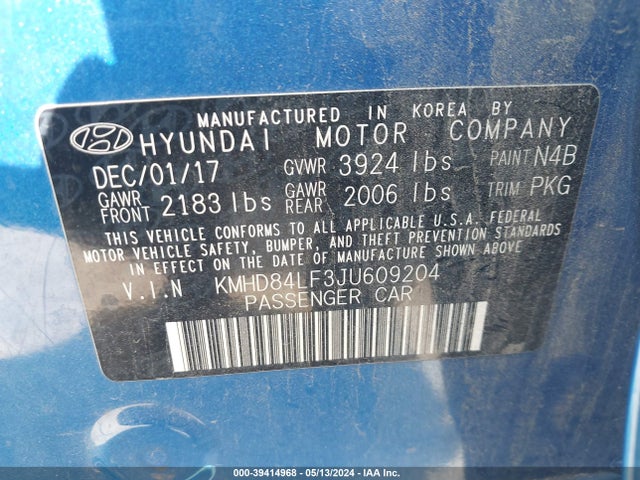 Hyundai ELANTRA SEL 2018 KMHD84LF3JU609204 Image 9