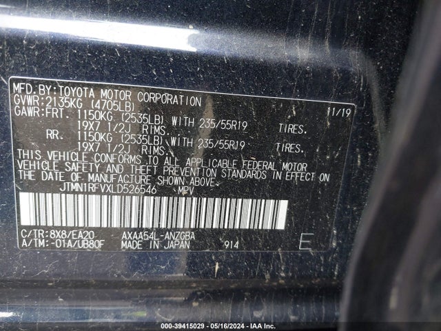 Toyota Rav4 Limited 2020 JTMN1RFVXLD526546 Image 9