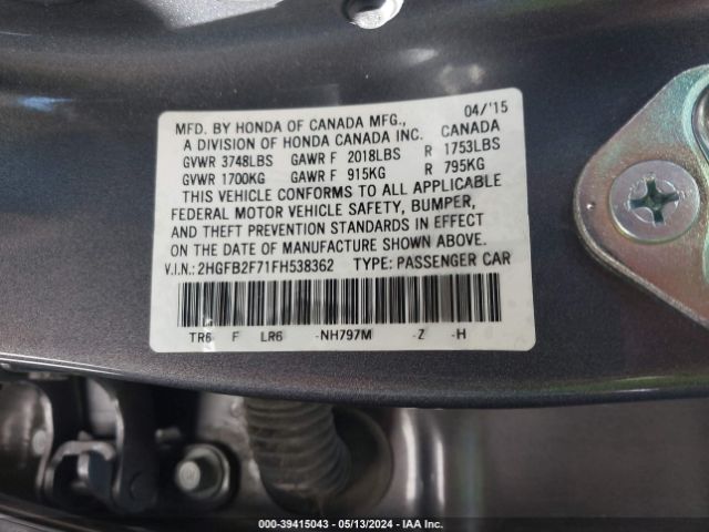 2HGFB2F71FH538362 Honda CIVIC SE