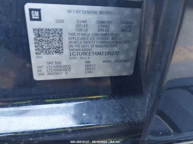 1GTU9EET6MZ195272 GMC Sierra 1500 4wd  Short Box At4