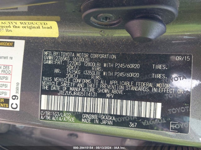 Toyota 4runner Limited 2016 JTEZU5JR4G5114131 Image 9
