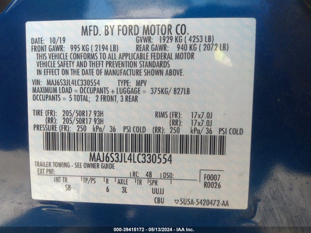 Ford Ecosport Ses 2020 MAJ6S3JL4LC330554 Image 9