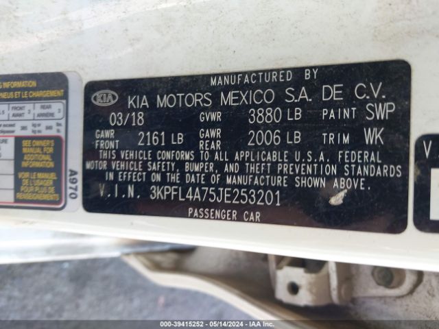 3KPFL4A75JE253201 KIA FORTE LX