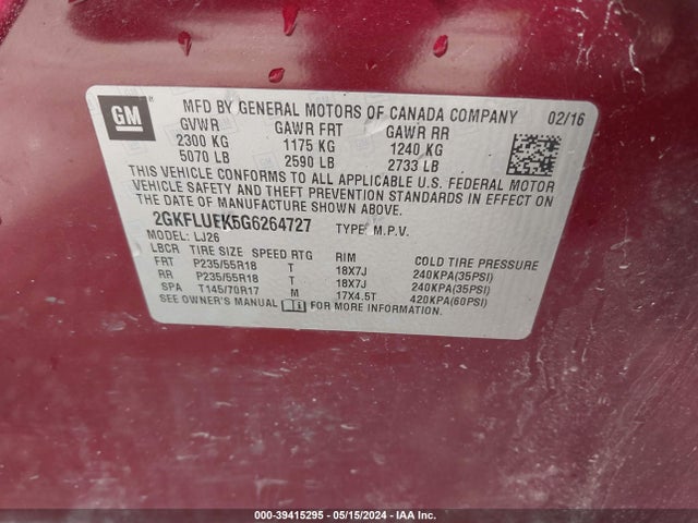 2GKFLUEK5G6264727 GMC Terrain Slt