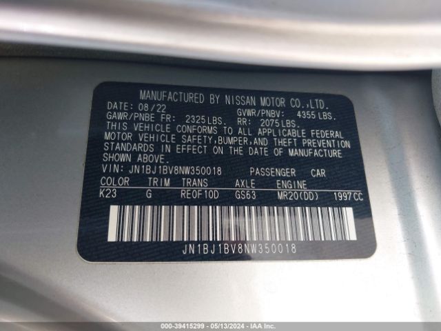 JN1BJ1BV8NW350018 Nissan Rogue Sport Sv Fwd Xtronic Cvt