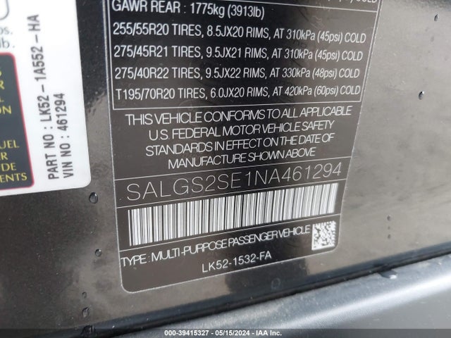 SALGS2SE1NA461294 Land Rover Range Rover P525 Westminster