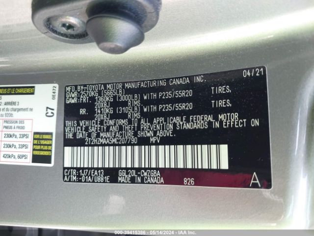 2T2HZMAA5MC207790 Lexus RX 350