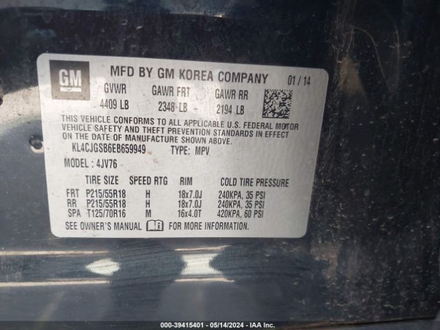 KL4CJGSB6EB659949 Buick Encore Leather