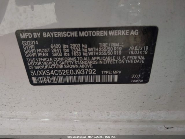 5UXKS4C52E0J93792 BMW X5 Xdrive35d