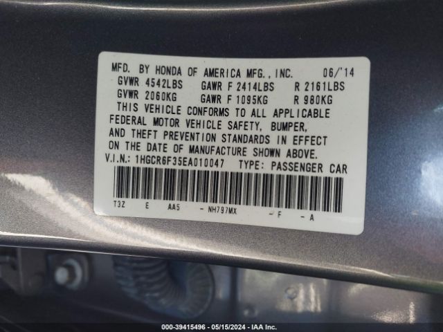 1HGCR6F35EA010047 Honda ACCORD HYBRID