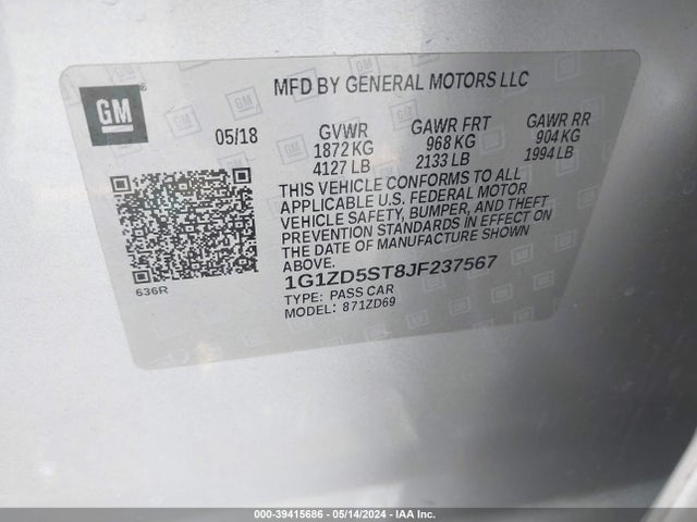 Chevrolet MALIBU LT 2018 1G1ZD5ST8JF237567 Image 9