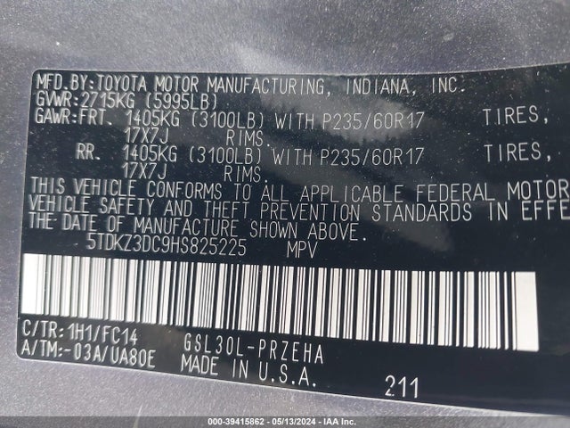 Toyota Sienna Le 8 Passenger 2017 5TDKZ3DC9HS825225 Image 9