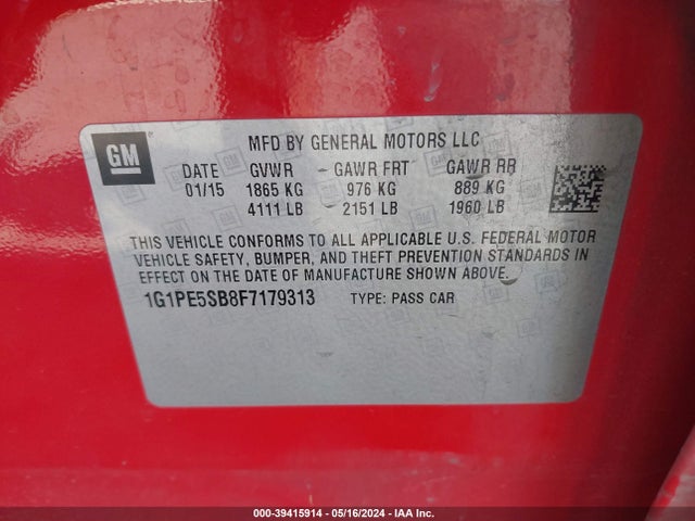 Chevrolet Cruze 2lt Auto 2015 1G1PE5SB8F7179313 Image 9