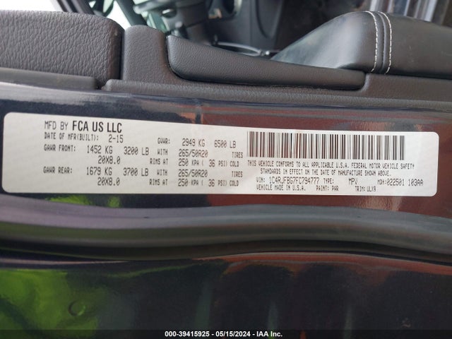 Jeep Grand Cherokee Limited 2015 1C4RJFBG7FC794777 Image 9