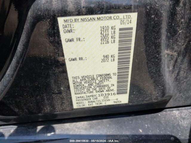 1N4AL3AP8FC103916 Nissan Altima 2.5 Sl