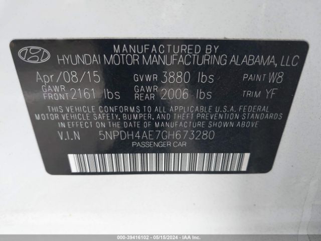 5NPDH4AE7GH673280 Hyundai Elantra Value Edition