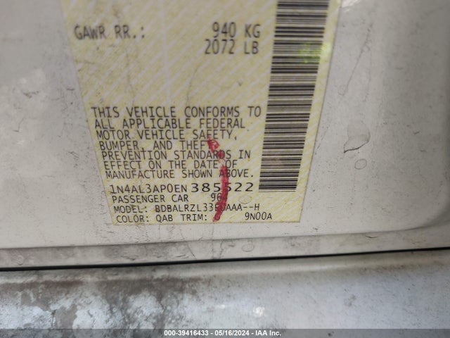 Nissan Altima 2.5 S 2014 1N4AL3AP0EN385522 Image 9