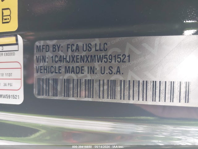 1C4HJXENXMW591521 Jeep Wrangler Unlimited Sahara Altitude 4x4