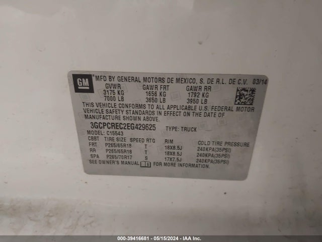 Chevrolet Silverado 1500 1lt 2014 3GCPCREC2EG429625 Image 9