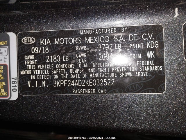 KIA Forte Lxs 2019 3KPF24AD2KE032522 Image 9