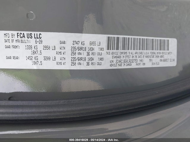 2C4RC1BG0LR232753 Chrysler Pacifica Touring L