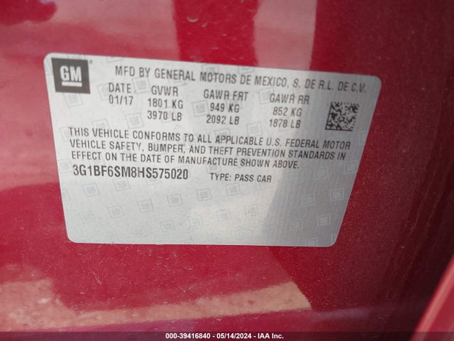Chevrolet Cruze Premier Auto 2017 3G1BF6SM8HS575020 Image 9
