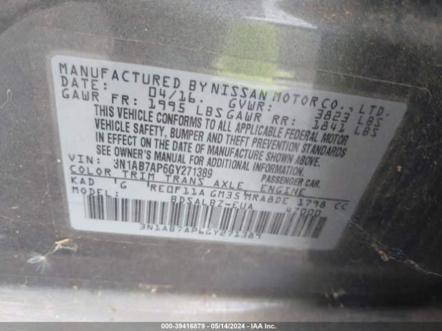 3N1AB7AP6GY271389 Nissan SENTRA S