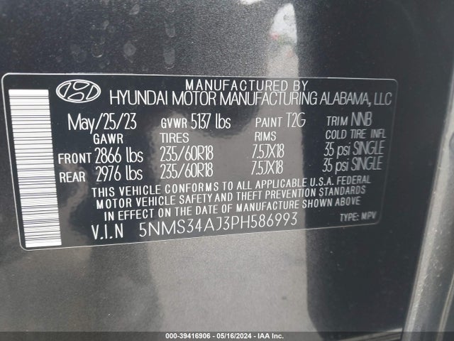 Hyundai Santa Fe Sel 2023 5NMS34AJ3PH586993 Image 9