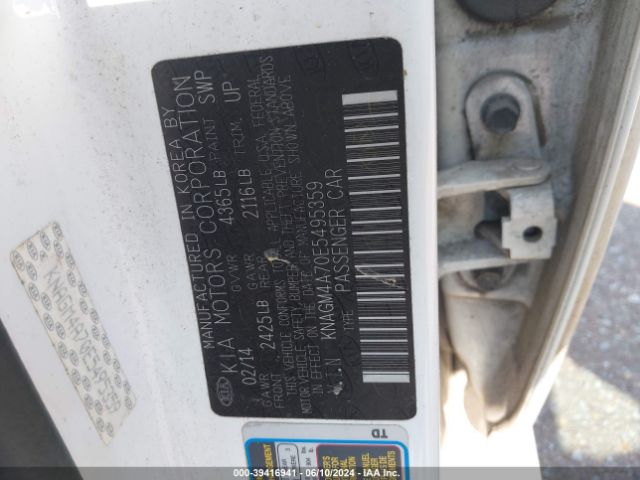 KNAGM4A70E5495359 KIA Optima Lx