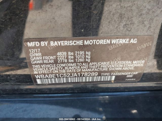 WBA8E1C52JA178289 BMW 330e Iperformance