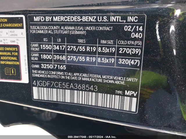 Mercedes-Benz Gl 450 4matic 2014 4JGDF7CE5EA368543 Image 9