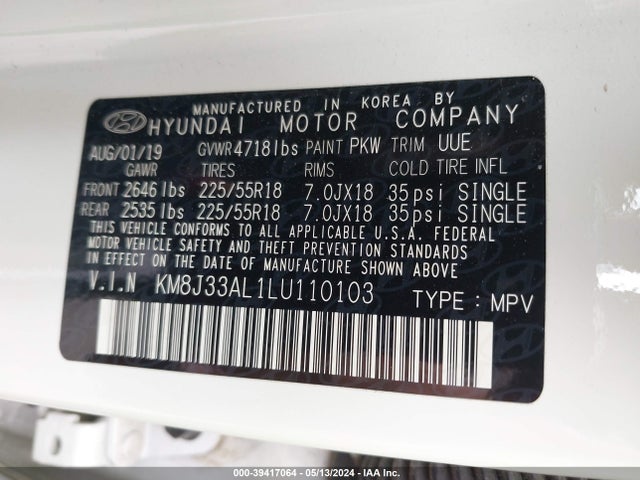 Hyundai Tucson Limited 2020 KM8J33AL1LU110103 Image 9